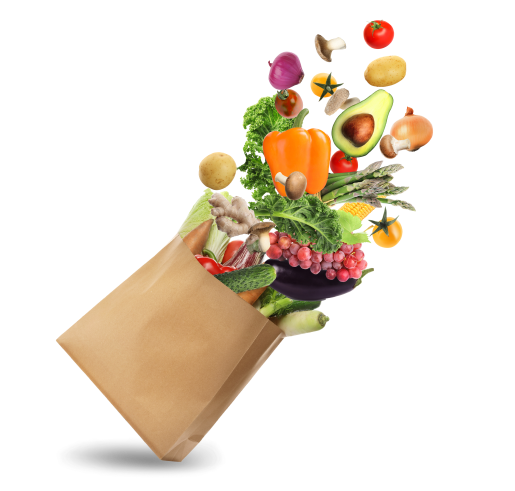 eating healthy food bag